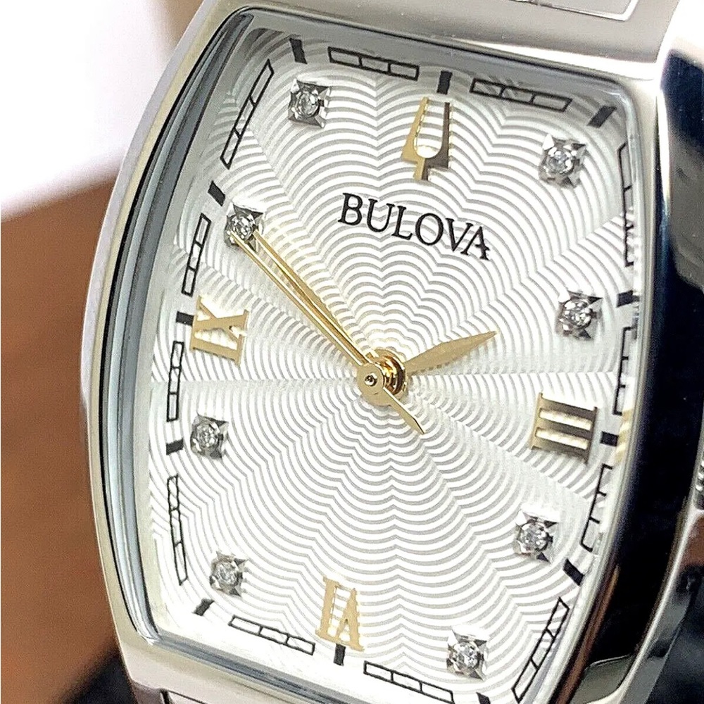Bulova Women's Watch 96P232 Diamond Dial Silver Stainless Steel Quartz
